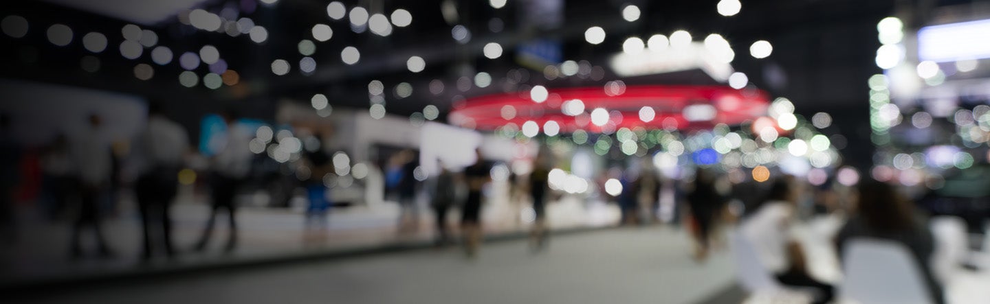 people walking to a tradeshow